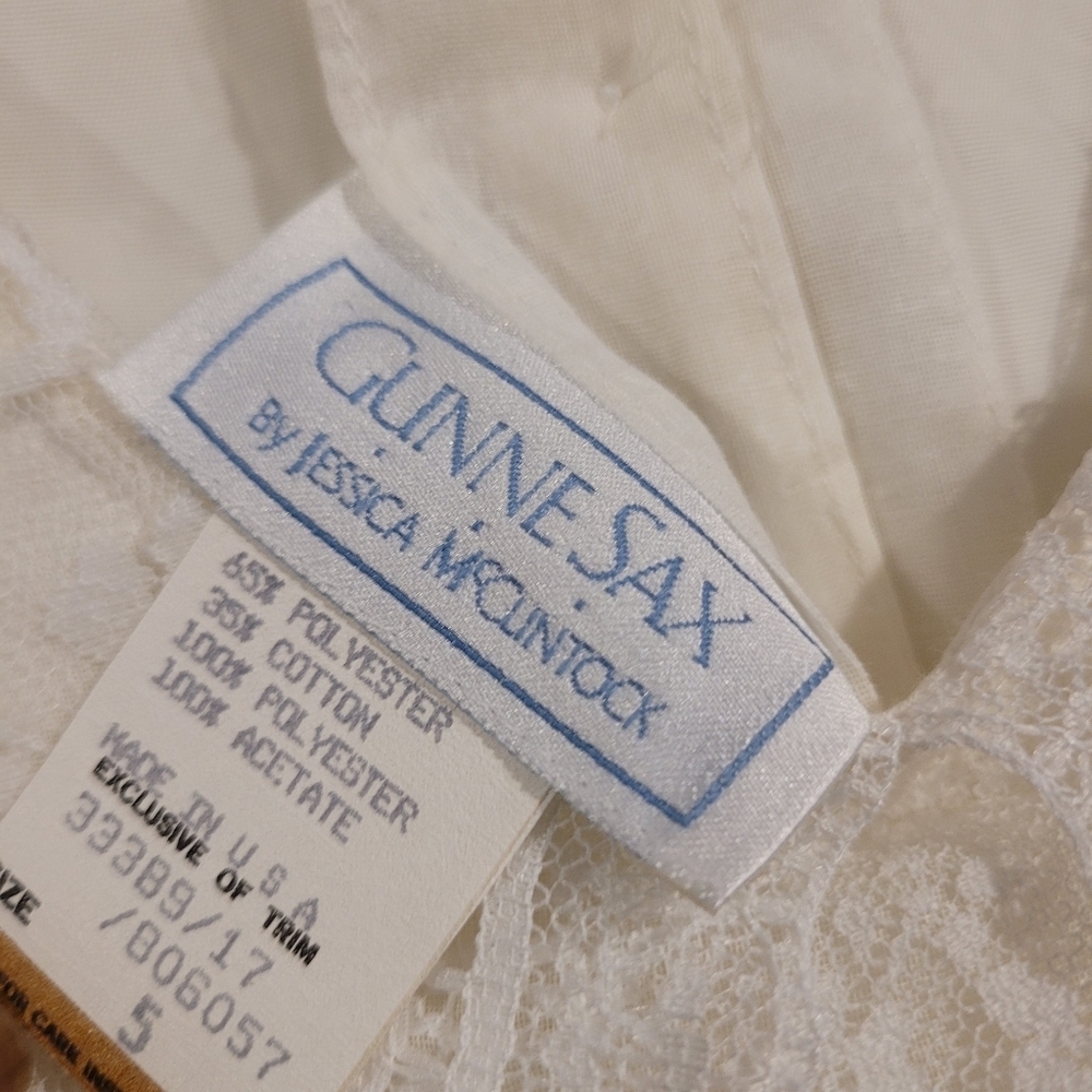 Vintage Gunne Sax By Jessica McClintock Ivory Lacey Peasant Boho Dress Sz 5 Y2K